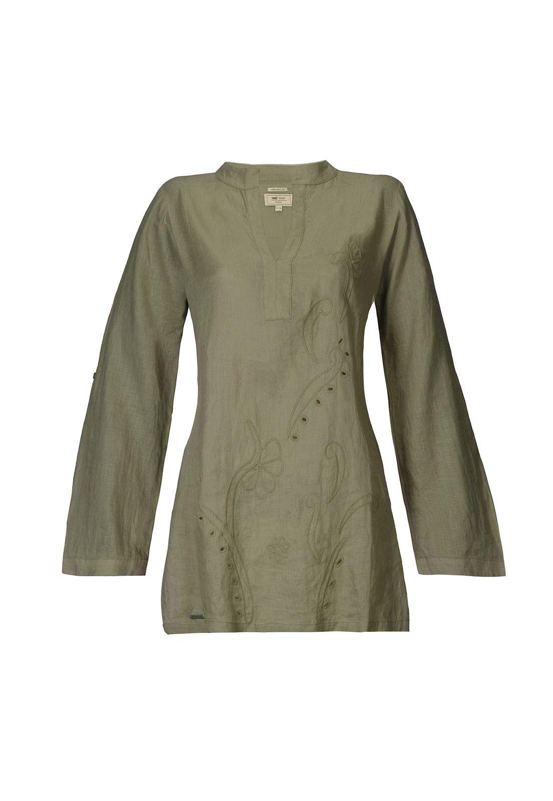 Vestido Lino Orgánico Mujer Debora Verde-0