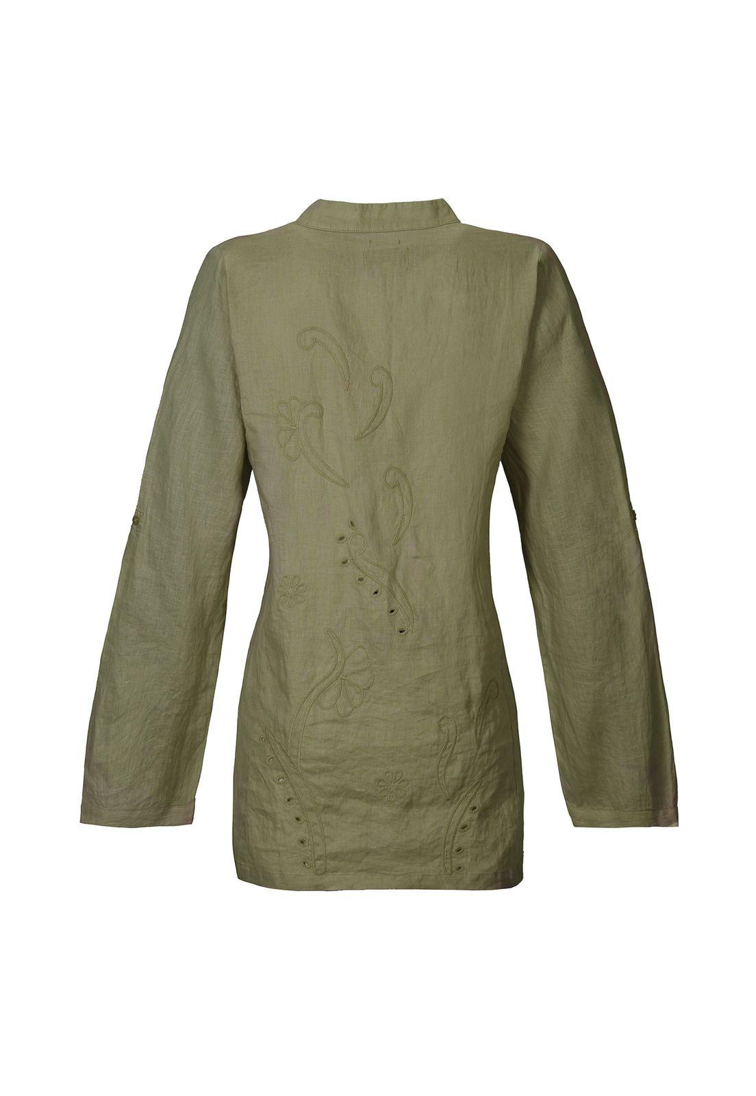 Vestido Lino Orgánico Mujer Debora Verde-1