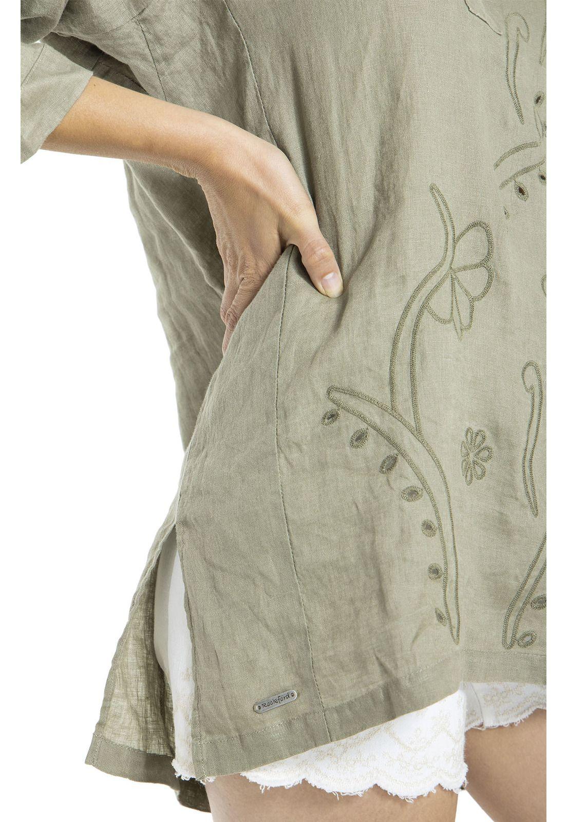 Vestido Lino Orgánico Mujer Debora Verde-5