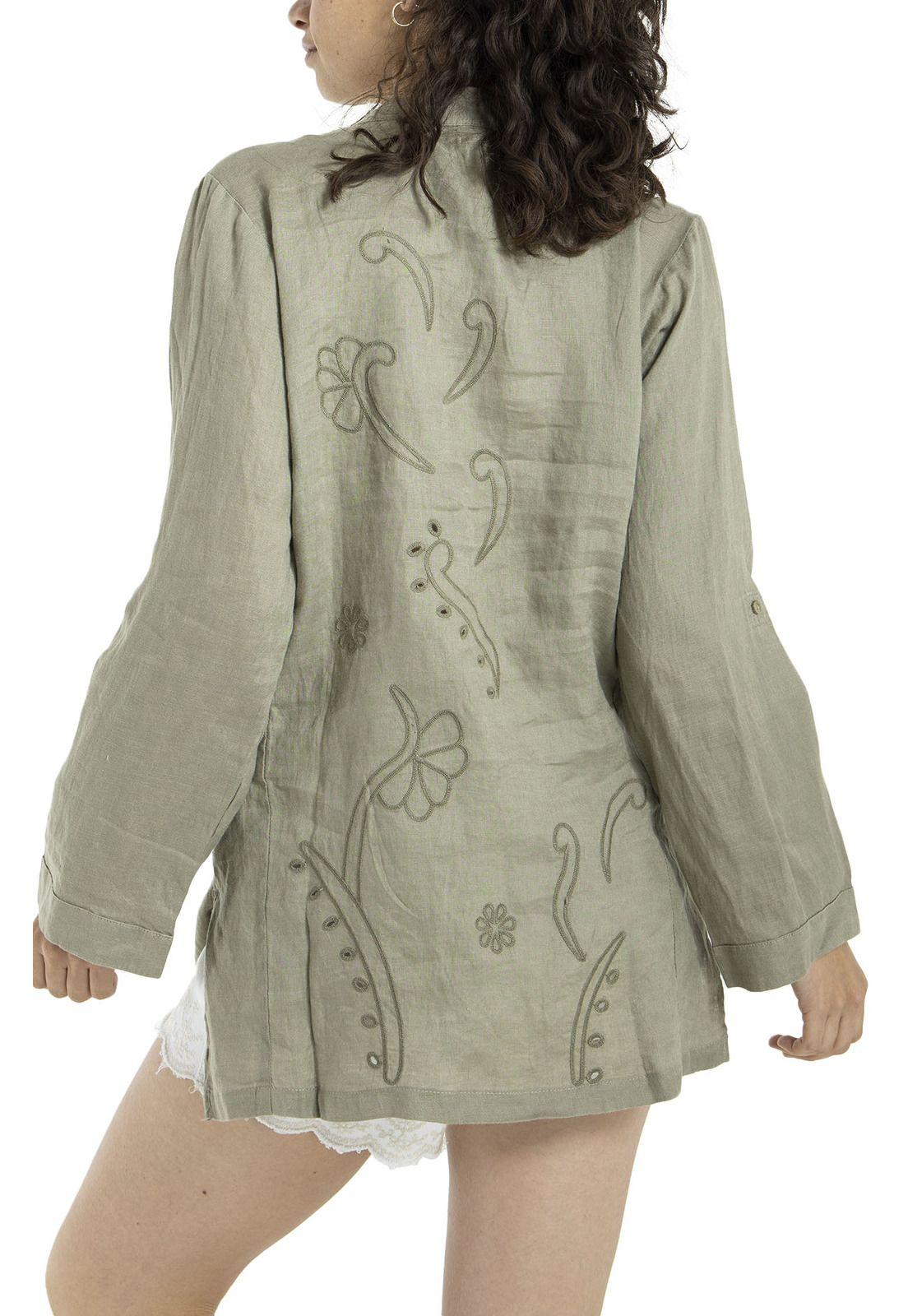 Vestido Lino Orgánico Mujer Debora Verde-7