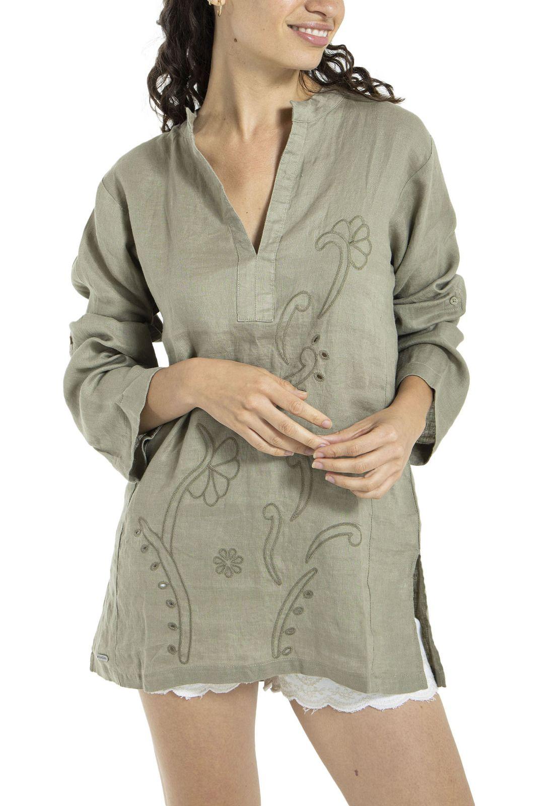 Vestido Lino Orgánico Mujer Debora Verde-8