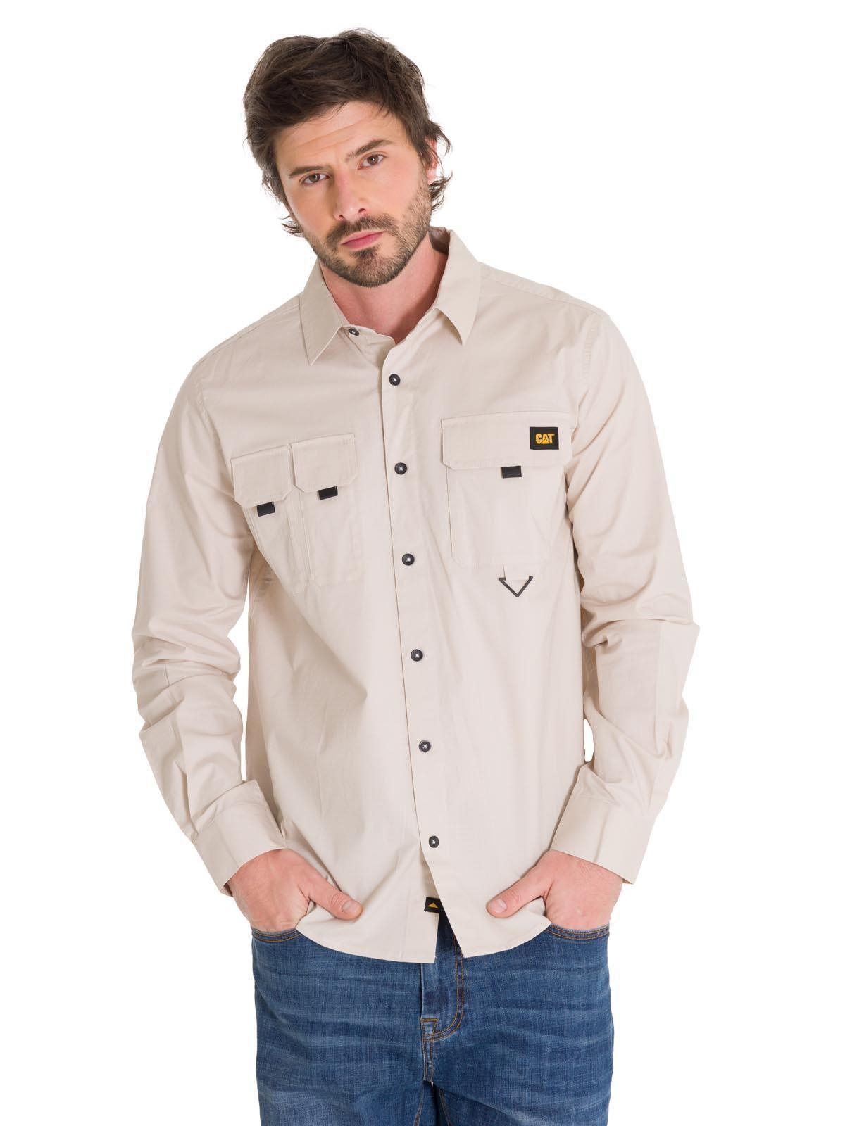Camisa Casual Utility Hombre Beige-0