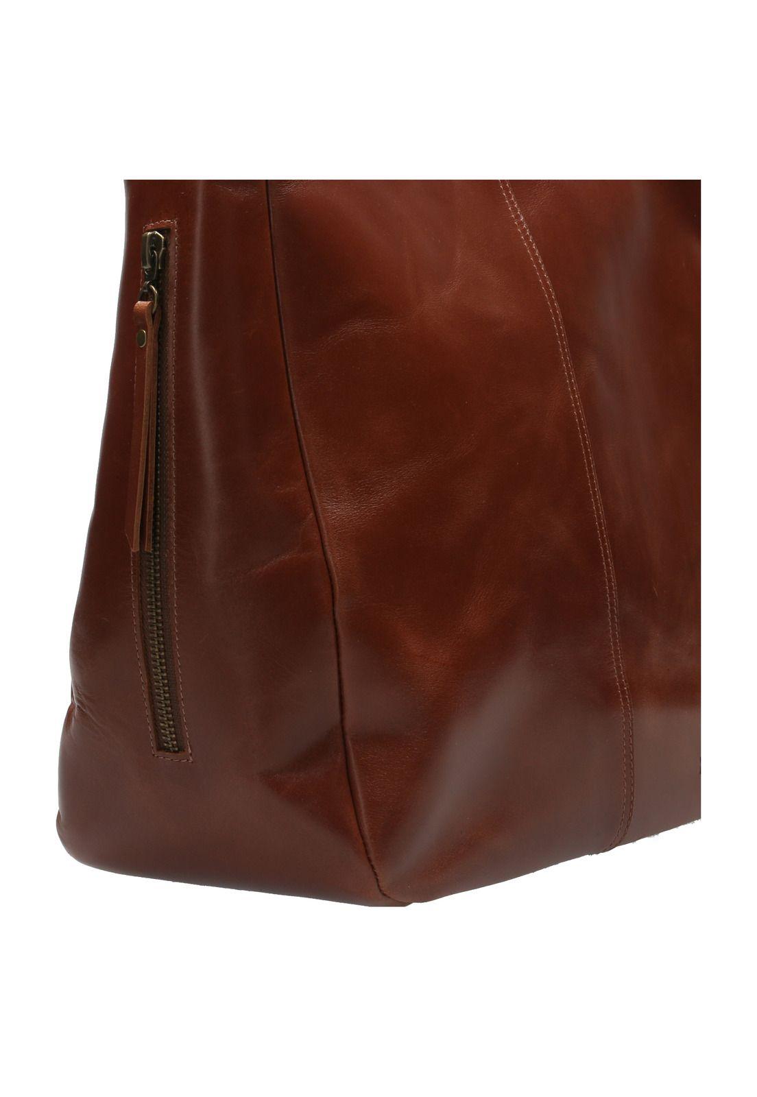 Cartera Cuero Mujer Ovar Hobo Café-3