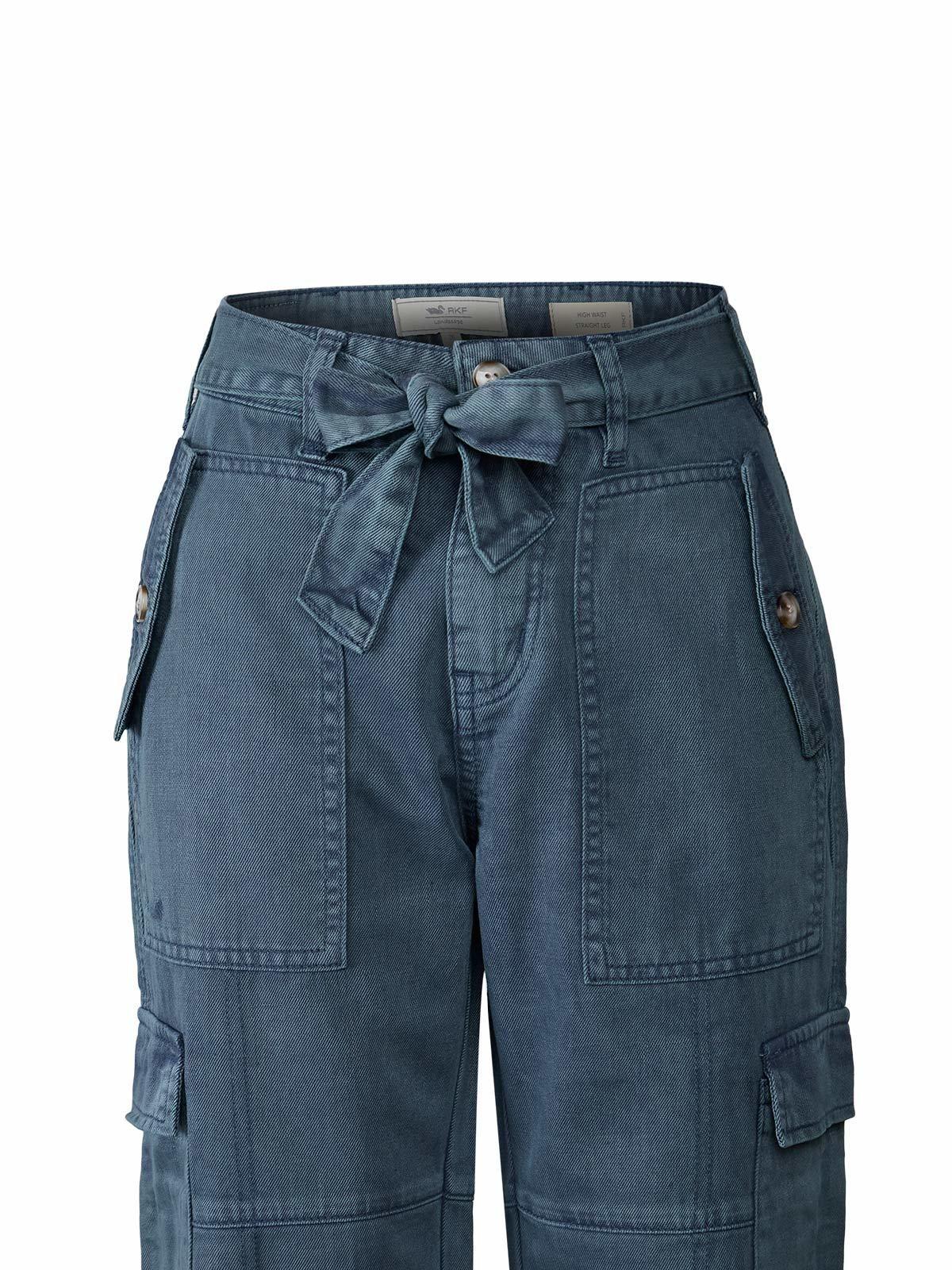 Jeans Algodón/Lino Mujer Glacier Azul-3