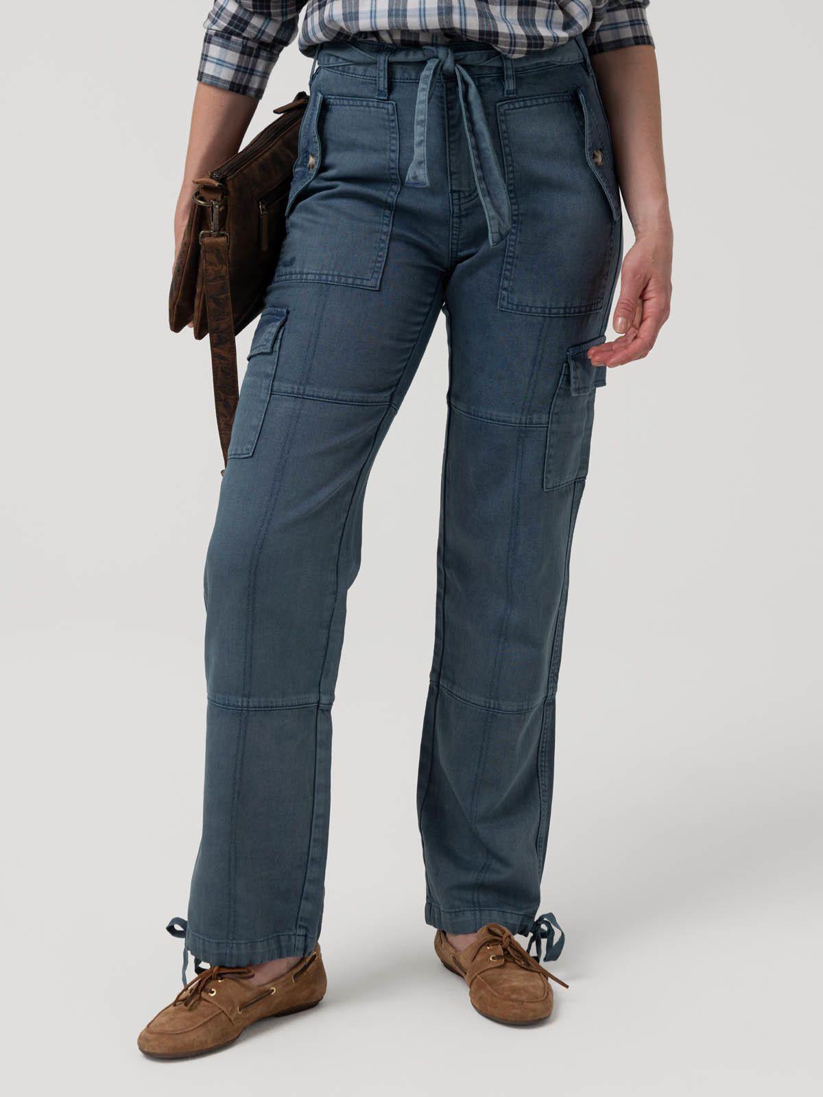 Jeans Algodón/Lino Mujer Glacier Azul-4