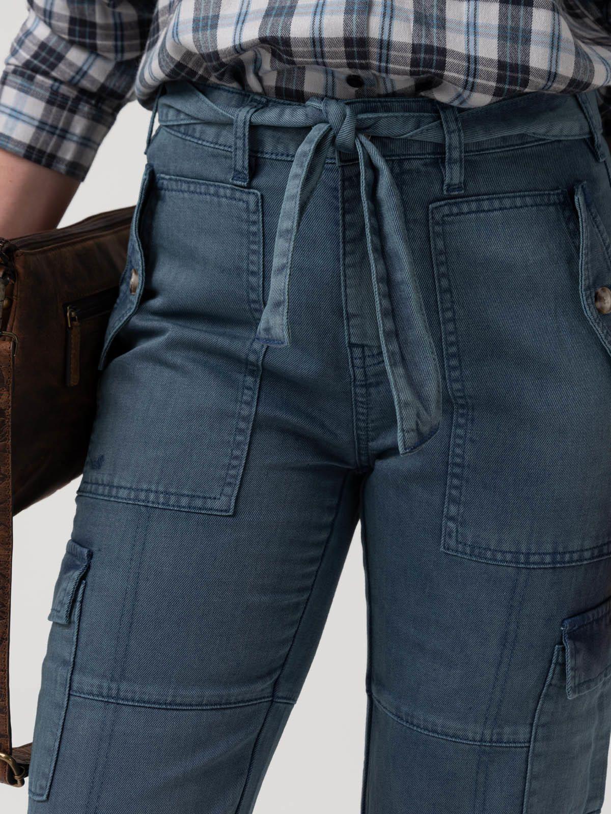 Jeans Algodón/Lino Mujer Glacier Azul-6