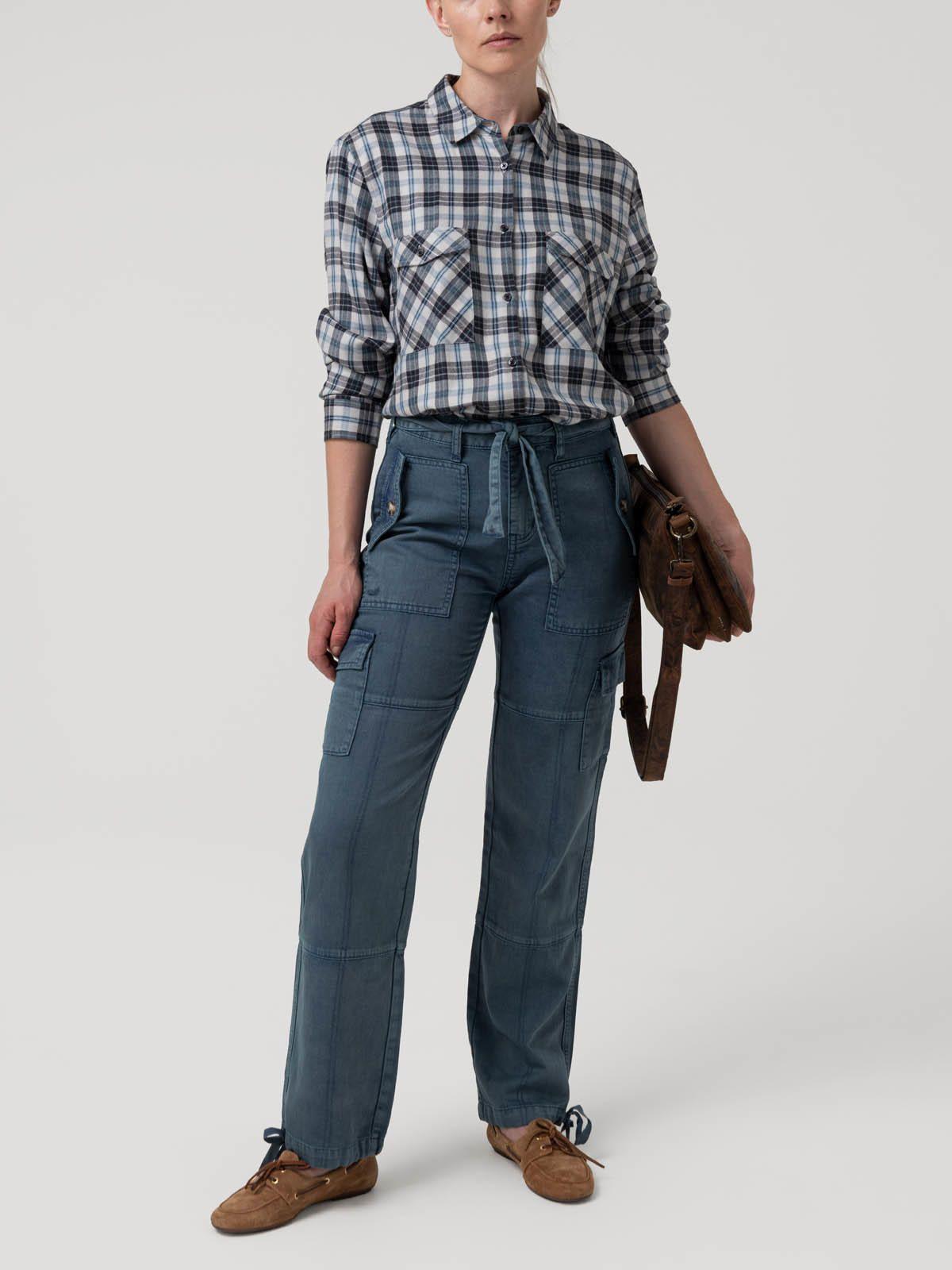 Jeans Algodón/Lino Mujer Glacier Azul-8