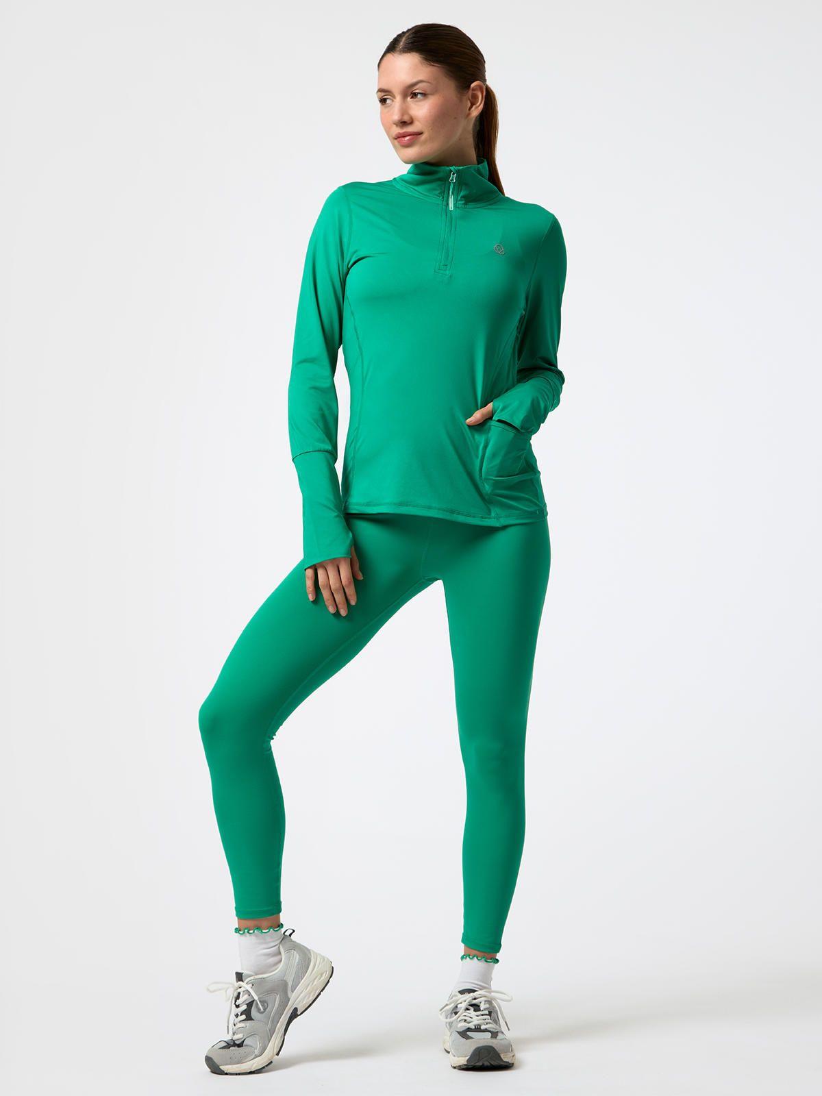 Polerón LS Half Zip Rec Verde Mujer-4