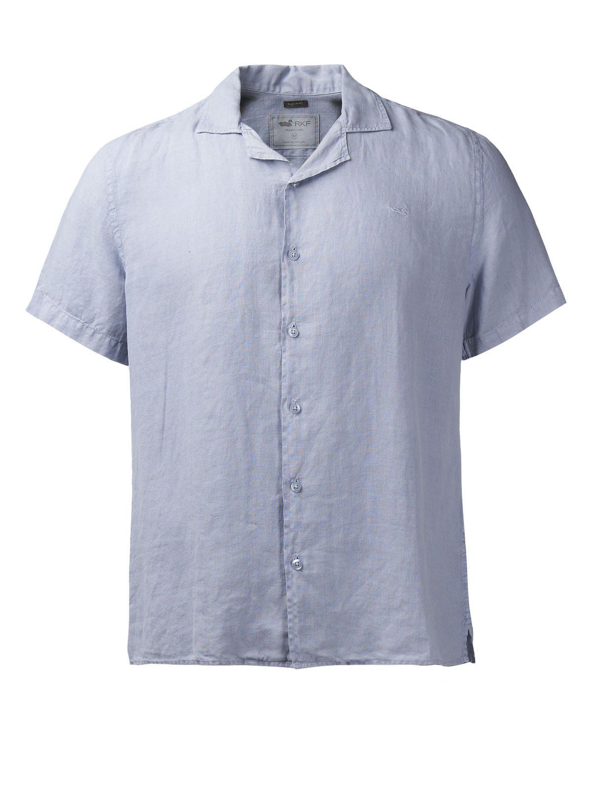 Camisa Lino Orgánico Braga Azul Hombre-0