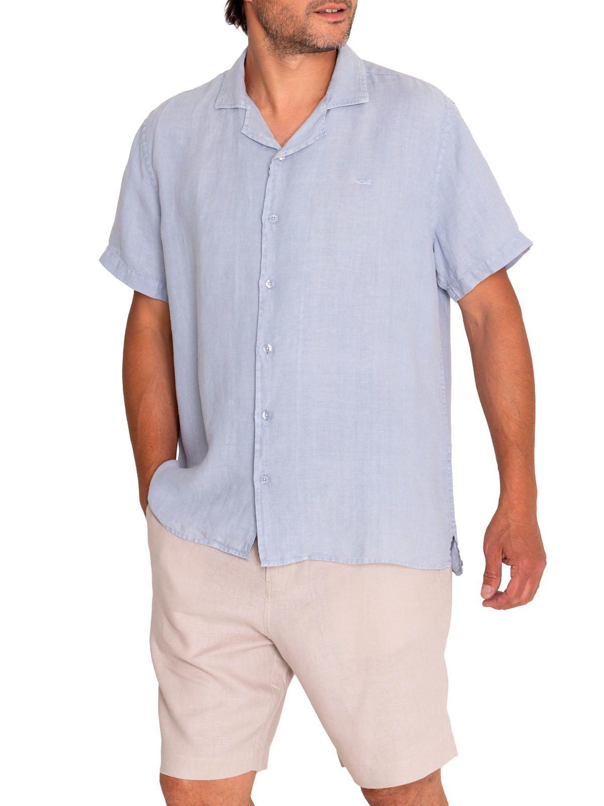 Camisa Lino Orgánico Braga Azul Hombre-5