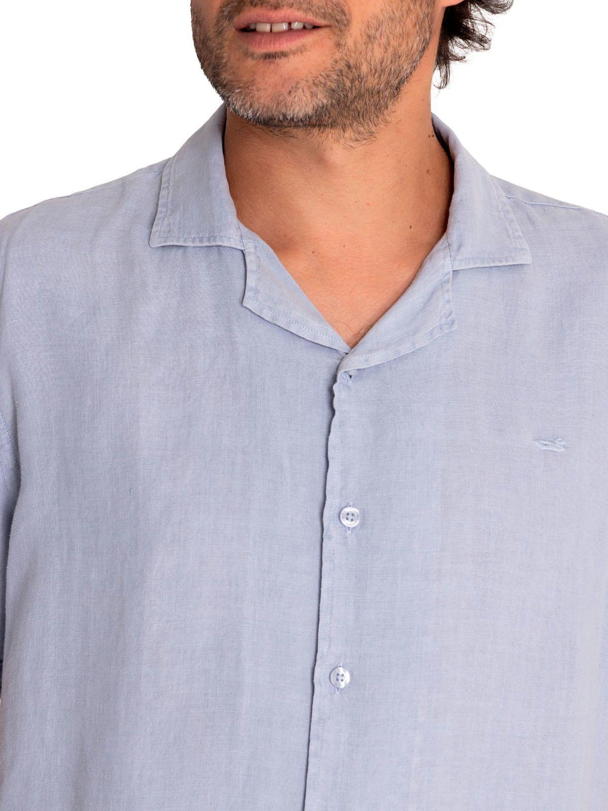 Camisa Lino Orgánico Braga Azul Hombre-8