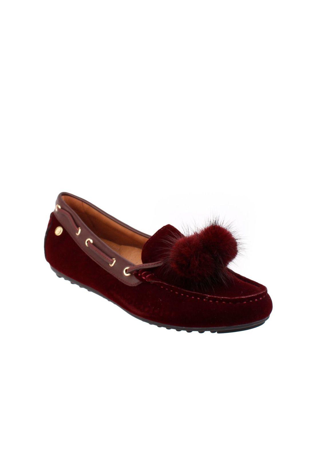 Mocasin Veludo Pom Burdeo-0