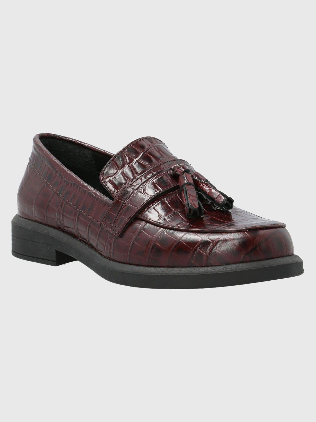 Mocasín Cuero Mujer Finn Burdeo-0