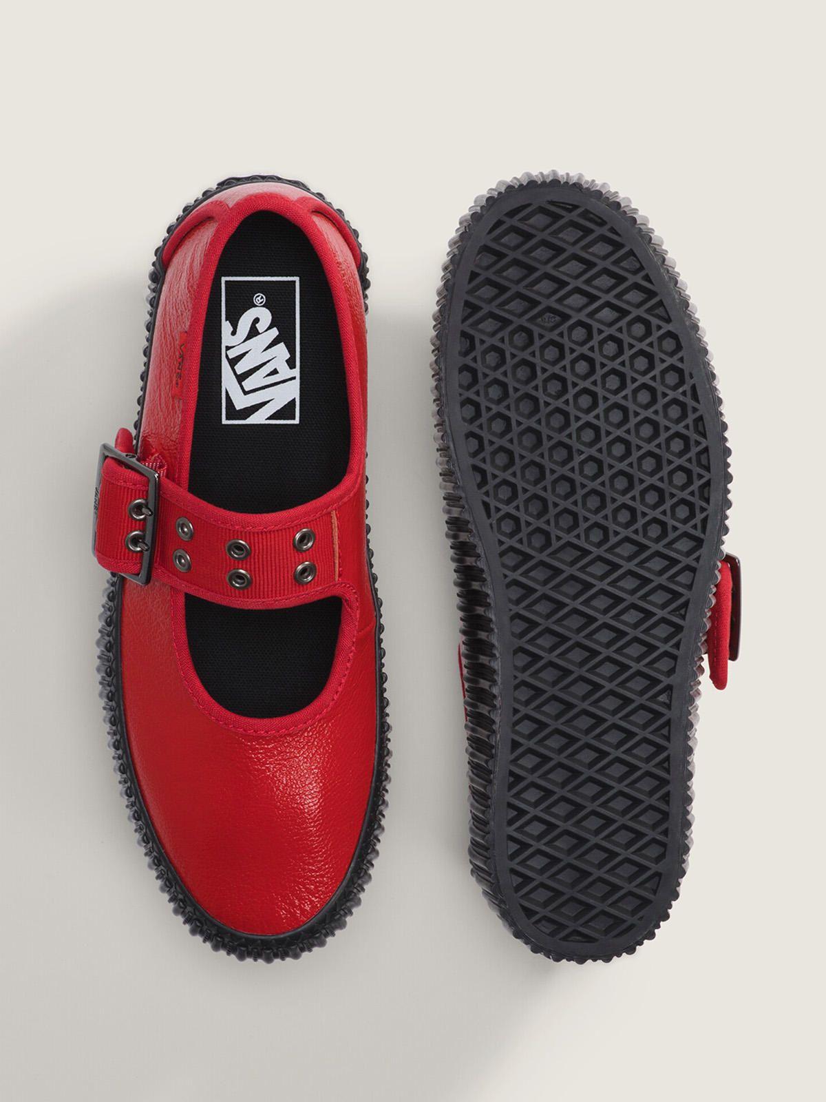 Zapatilla Cuero Mujer Mary Jane Creeper Rojo-3