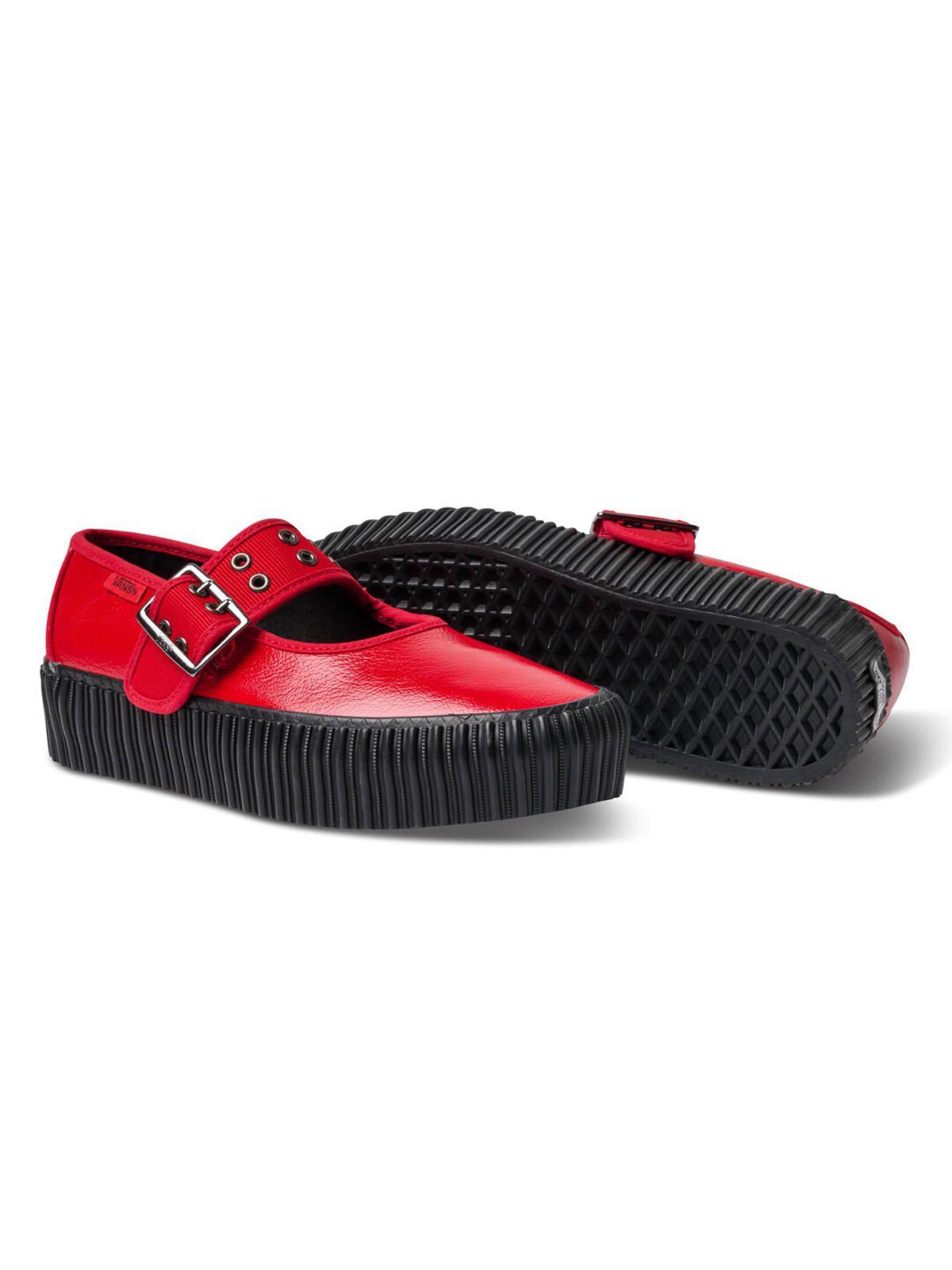 Zapatilla Cuero Mujer Mary Jane Creeper Rojo-6