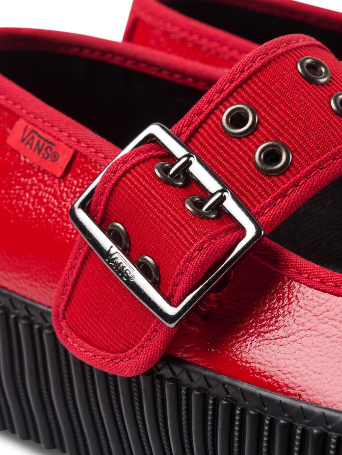 Zapatilla Cuero Mujer Mary Jane Creeper Rojo-8