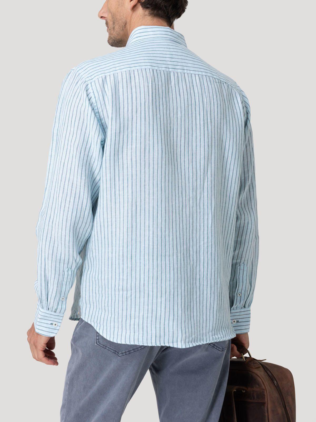 Camisa Lino Orgánico Hombre Linstripe Celeste-5