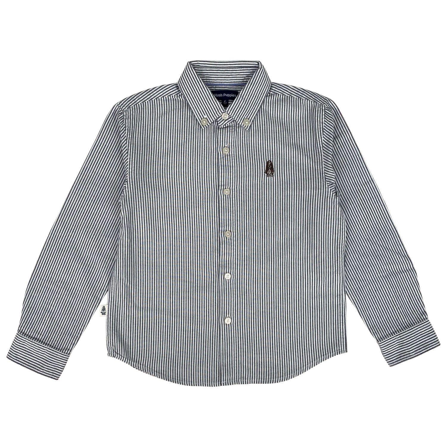 Camisa Líneas Niño Algodón Azul-0