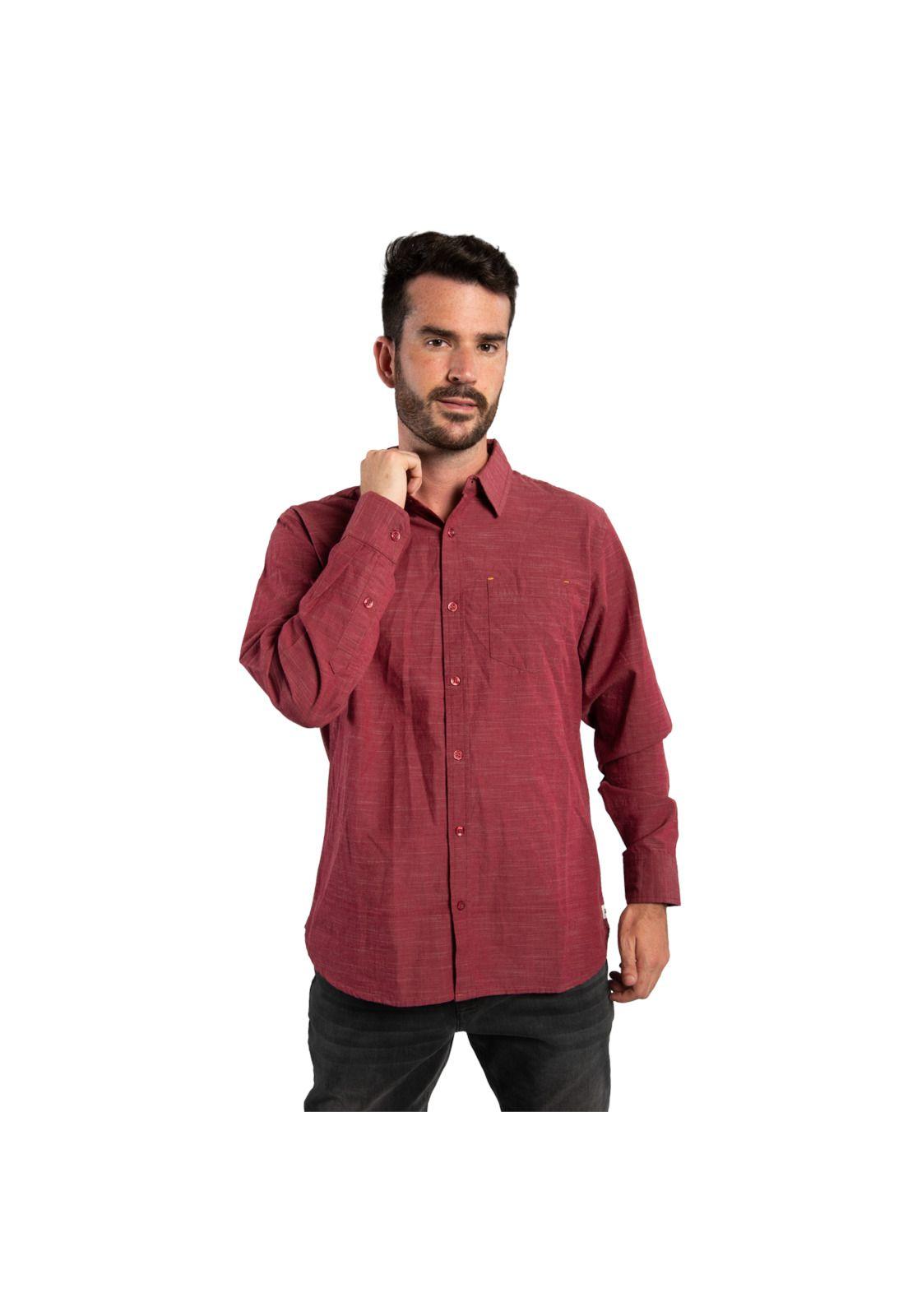 Camisa Manga Larga Hombre Fdtn Slub Ls Shirt Burdeo-0