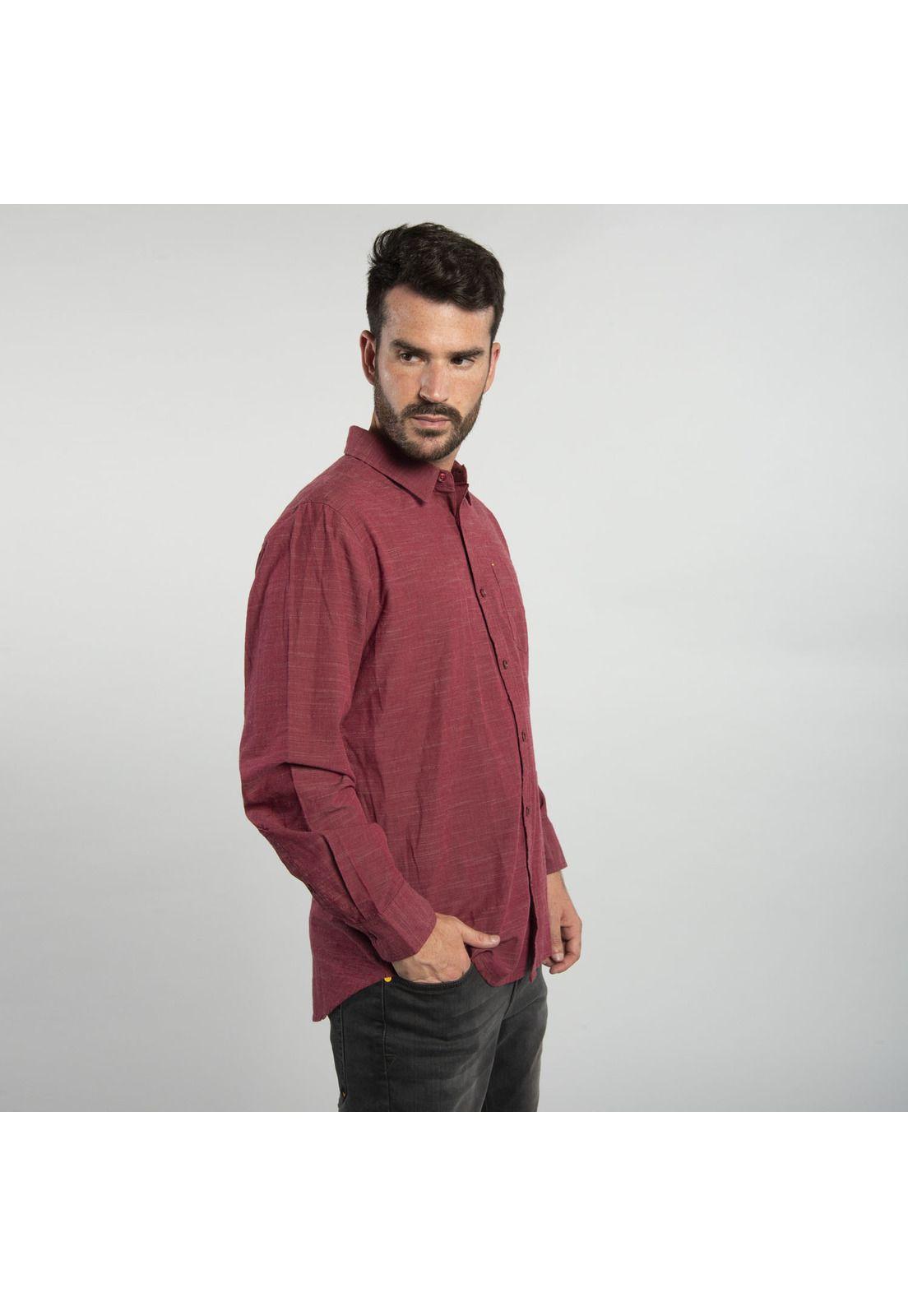 Camisa Manga Larga Hombre Fdtn Slub Ls Shirt Burdeo-1
