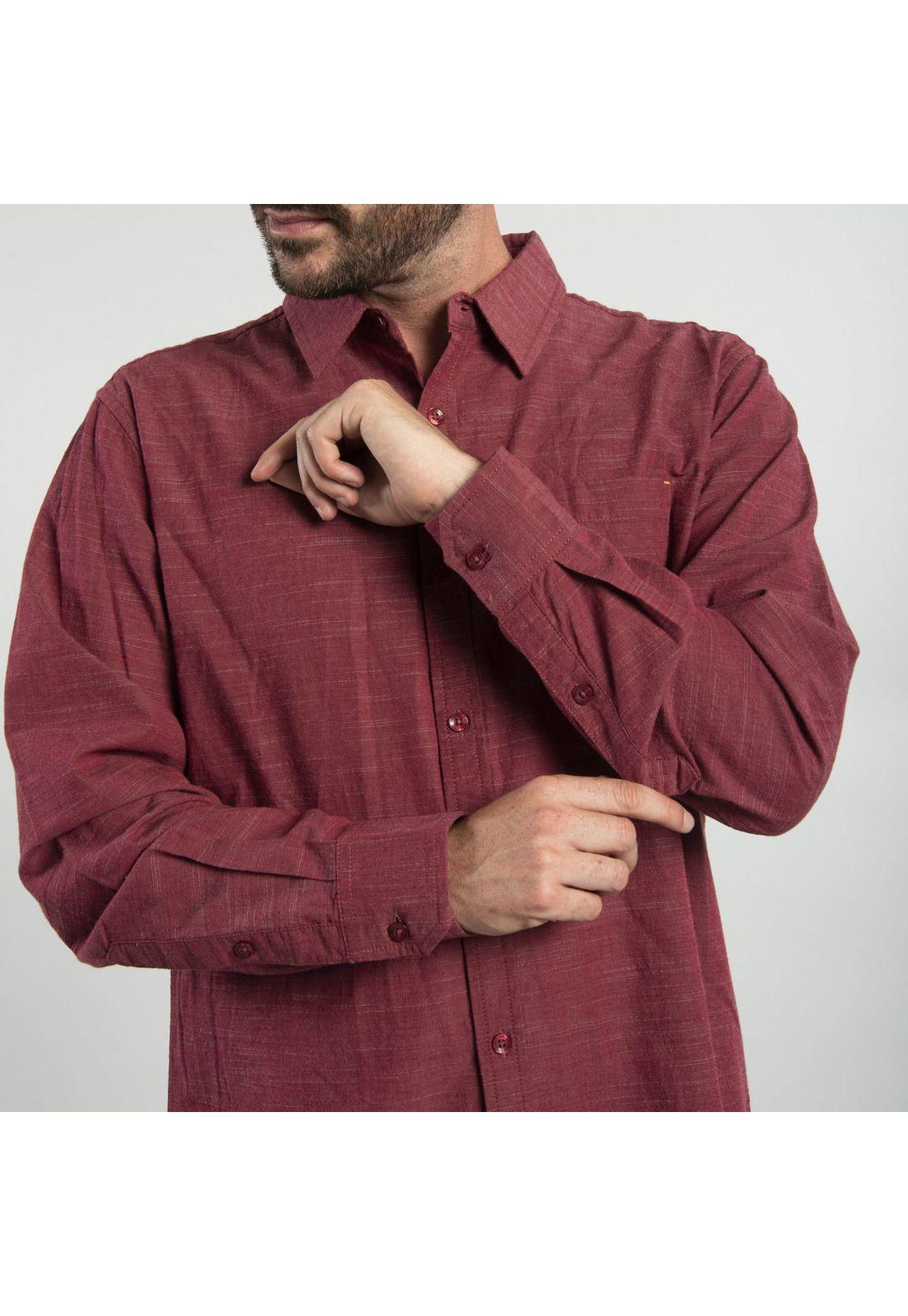 Camisa Manga Larga Hombre Fdtn Slub Ls Shirt Burdeo-3