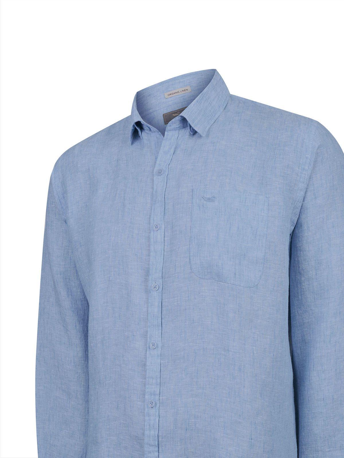 Camisa Lino Orgánico Hombre Claslinen Azul-3