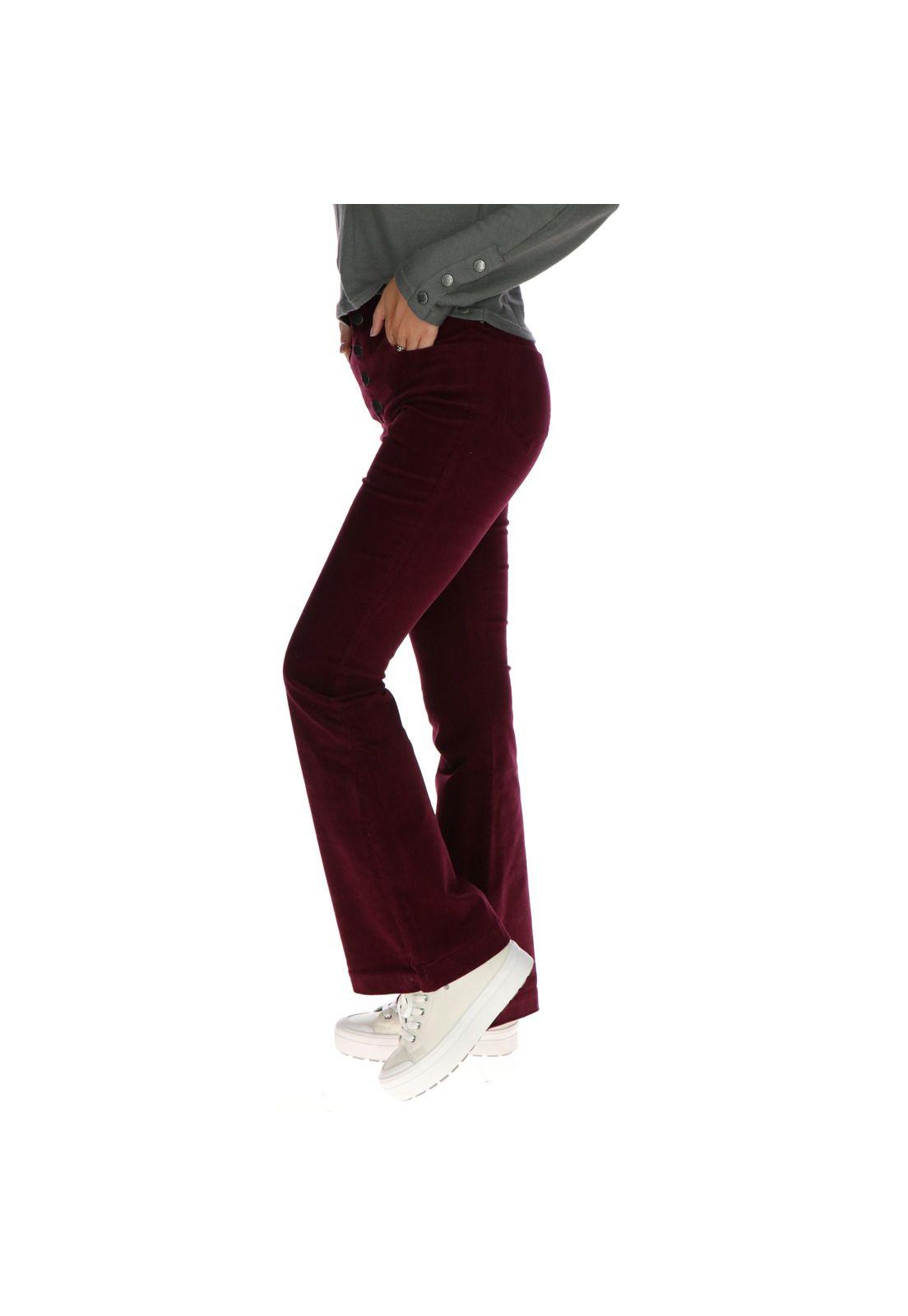 Pantalon Mujer Perry High Waist Flare Burdeo-1