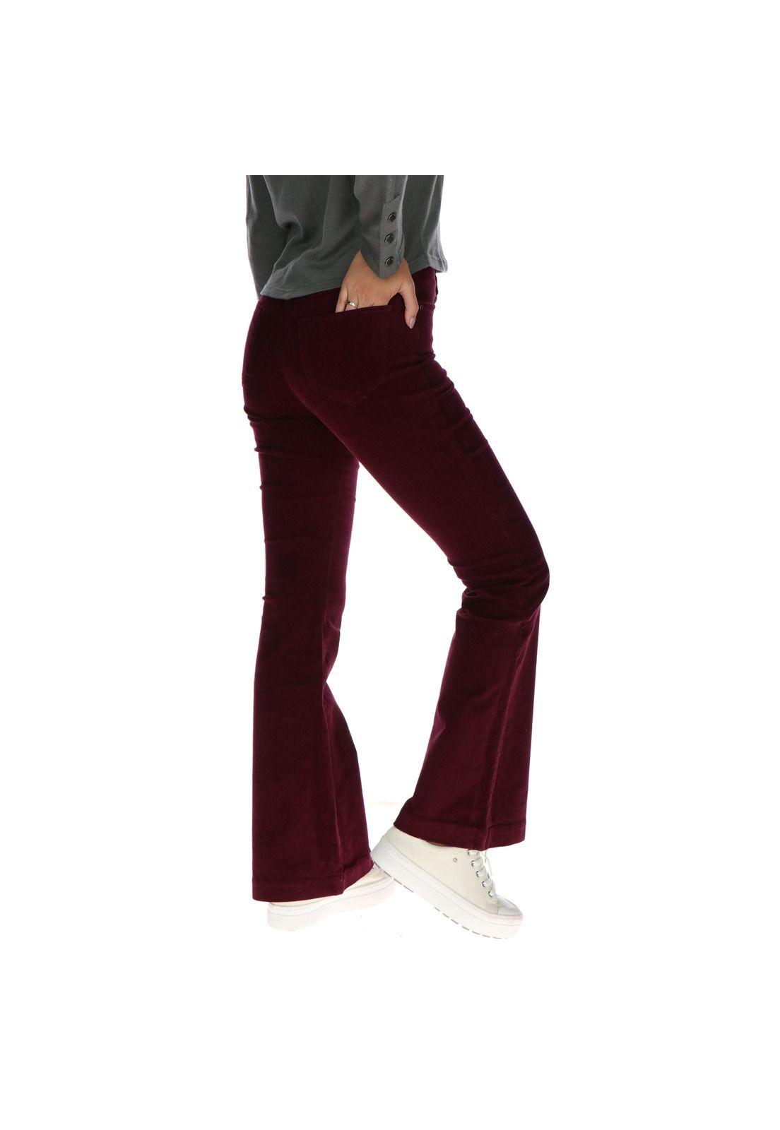 Pantalon Mujer Perry High Waist Flare Burdeo-2