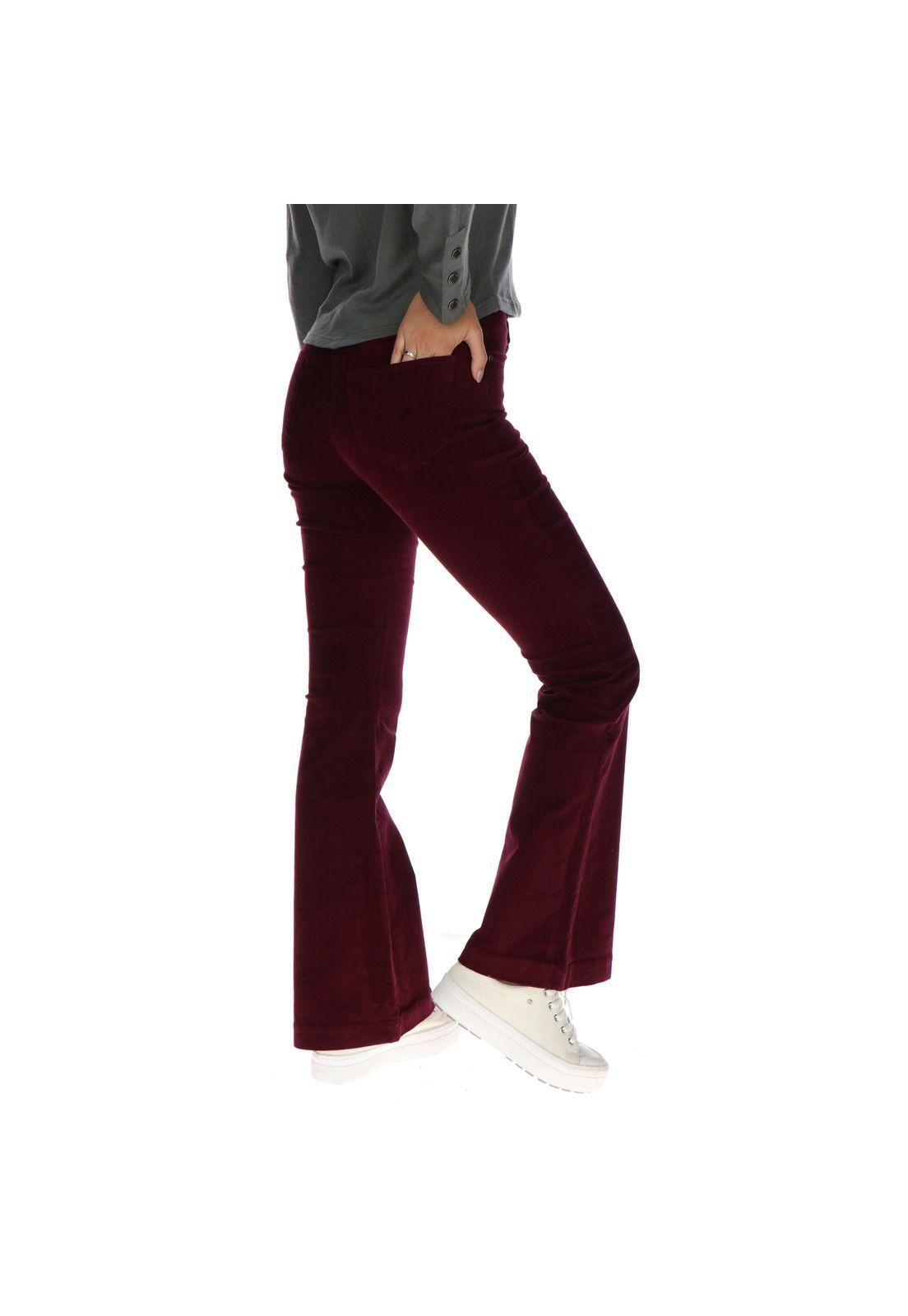 Pantalon Mujer Perry High Waist Flare Burdeo-2