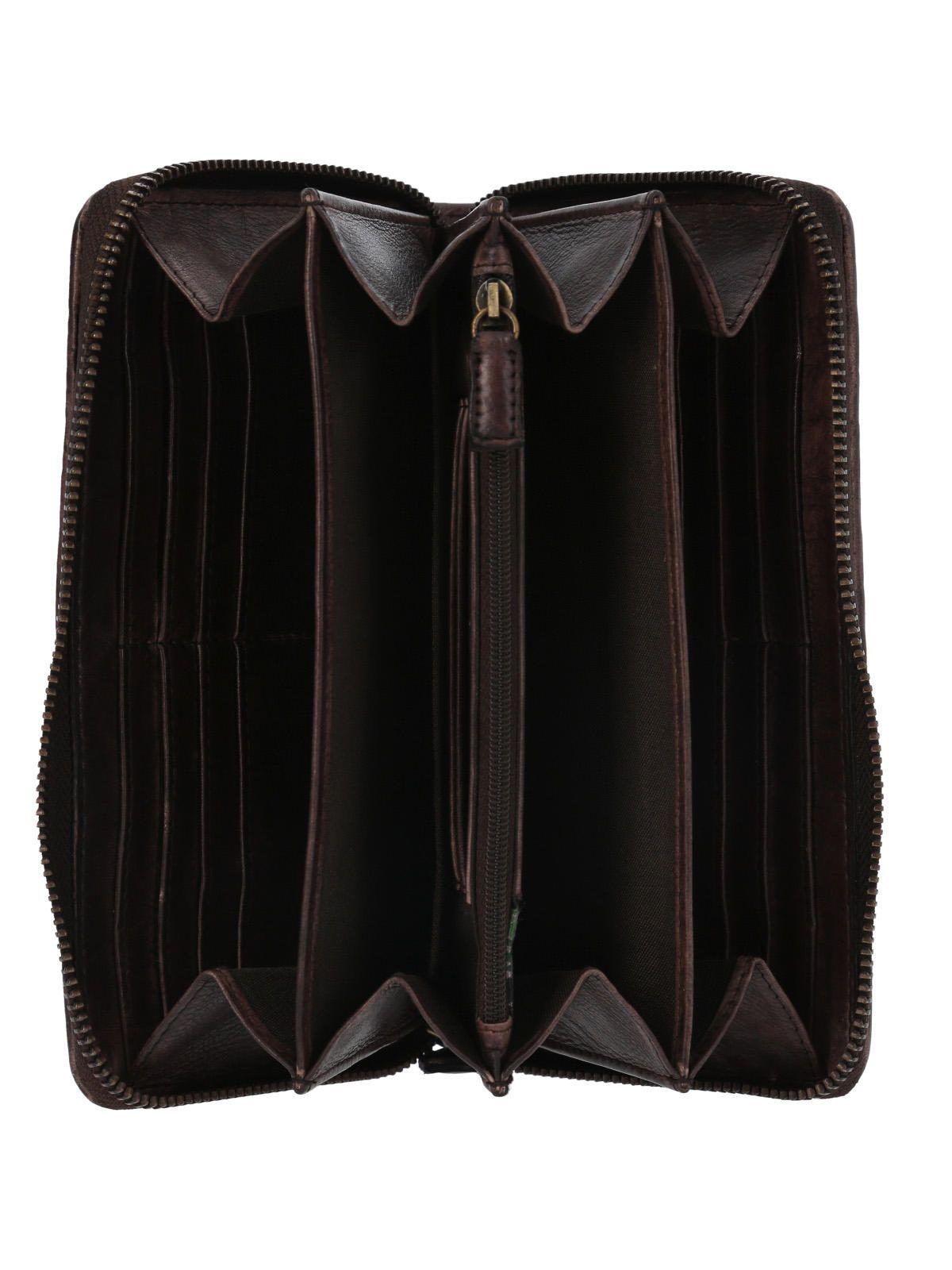 Billetera Cuero Mujer Ws Braid Ziparound Café-2