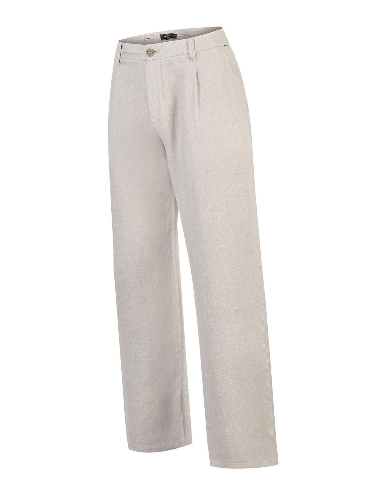 Pantalón Lino Orgánico Hombre Capri Beige-0