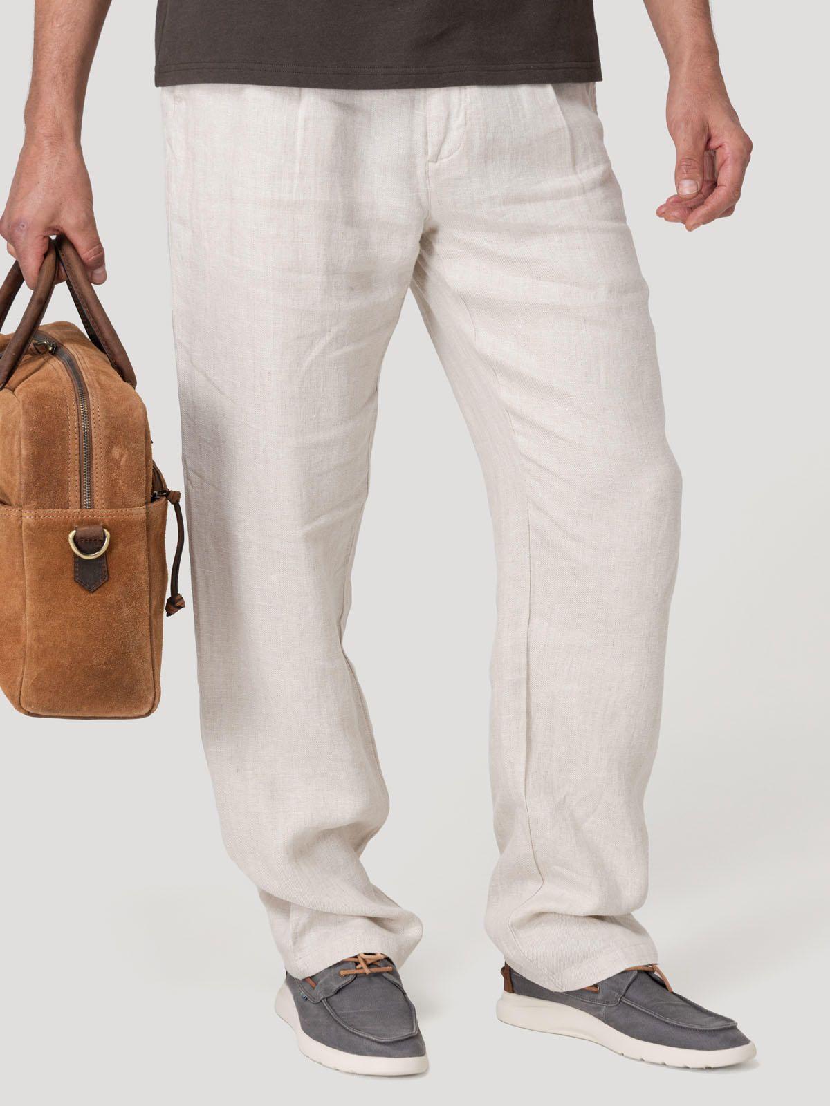 Pantalón Lino Orgánico Hombre Capri Beige-4