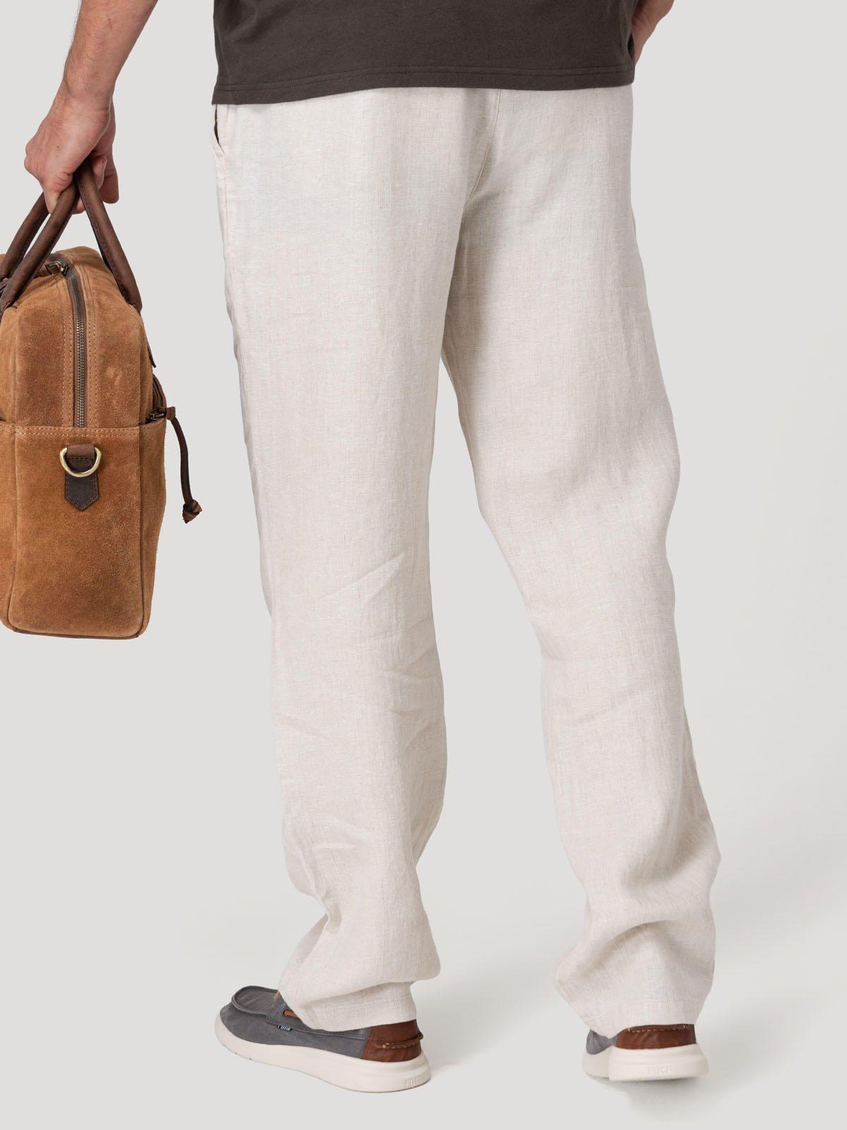 Pantalón Lino Orgánico Hombre Capri Beige-5