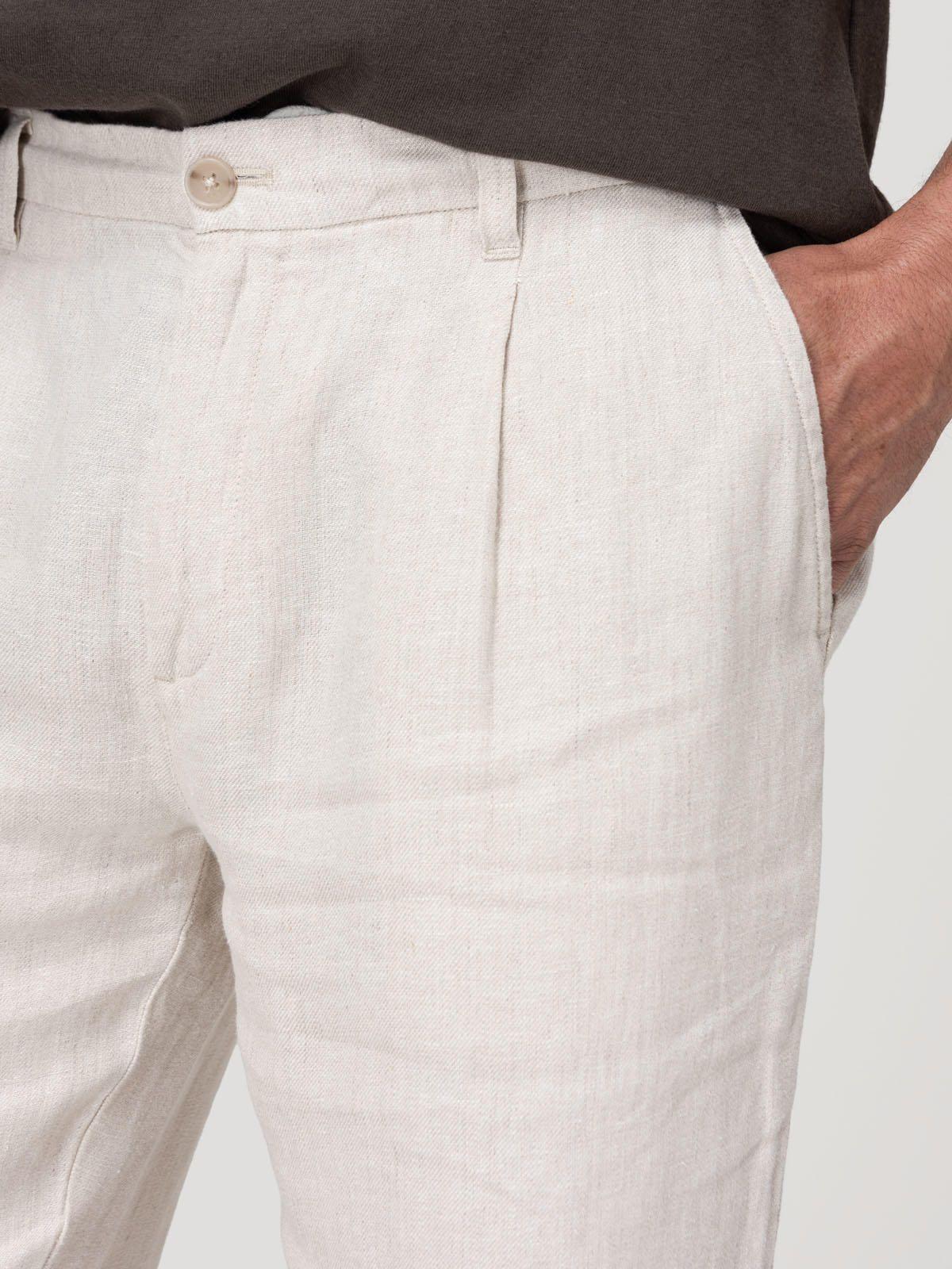 Pantalón Lino Orgánico Hombre Capri Beige-6