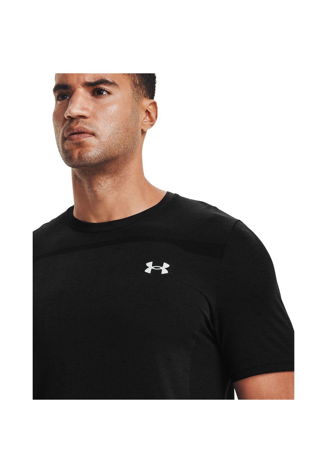 Polera manga corta UA Seamless para hombre Negro-6