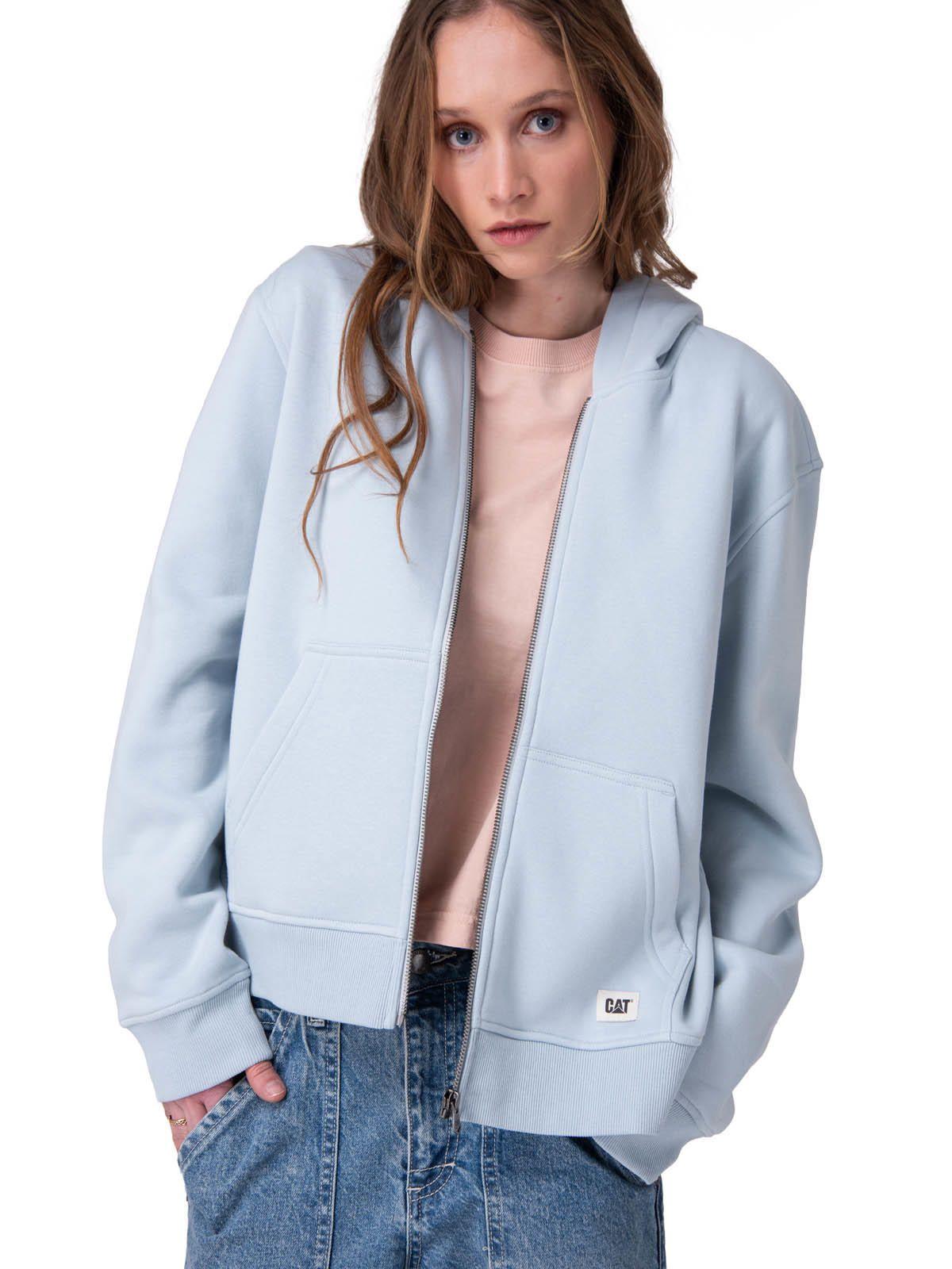 Poleron W Cat Patch Full Zip Mujer Celeste-0