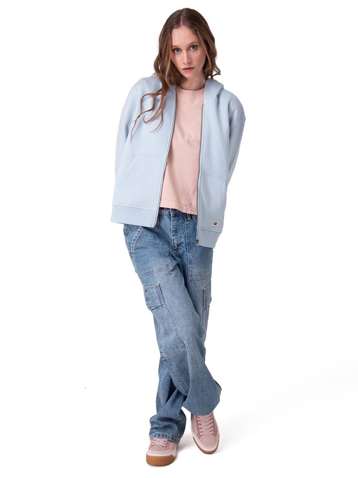 Poleron W Cat Patch Full Zip Mujer Celeste-6