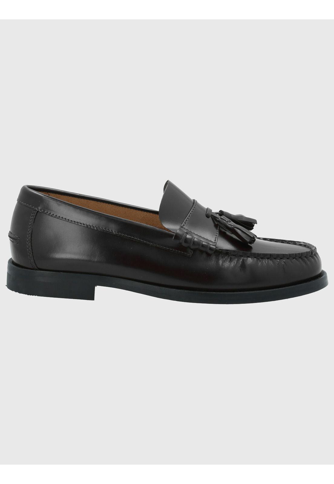 Mocasín Cuero Hombre Cerata Negro-1