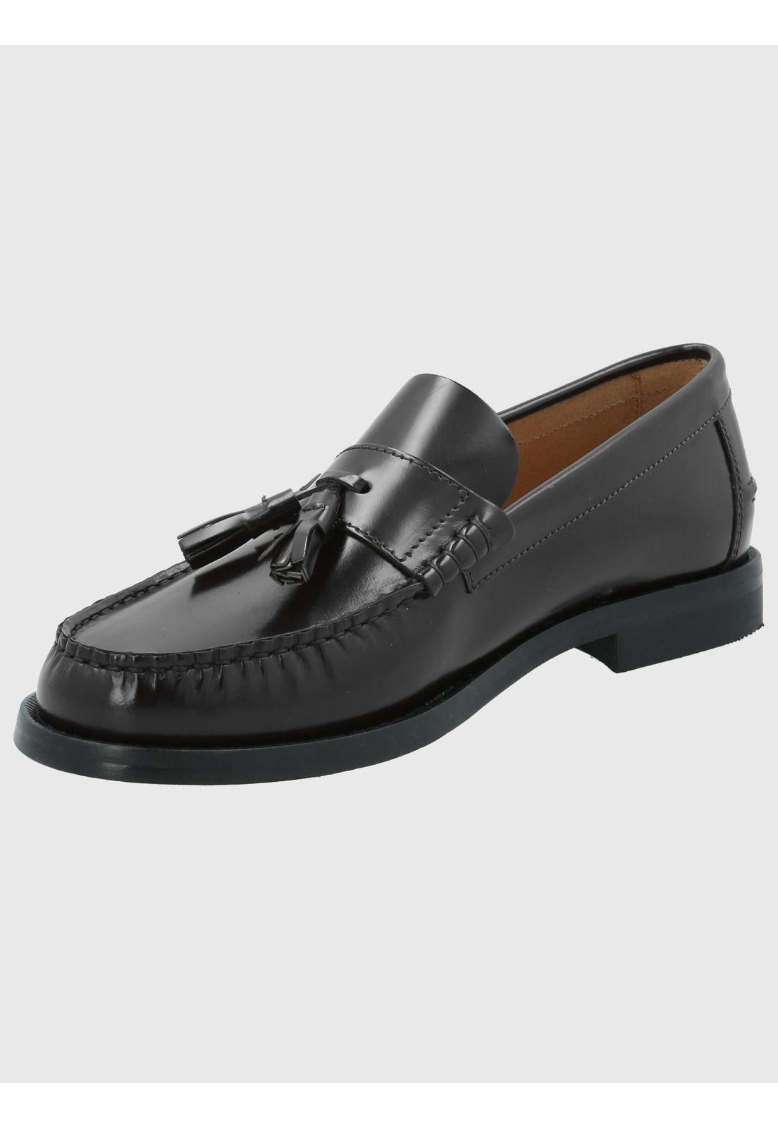 Mocasín Cuero Hombre Cerata Negro-4