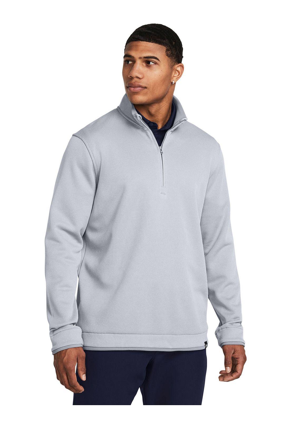 Polerón Ua Storm Sweaterfleece ¼ Zip Gris Para Hombre-3