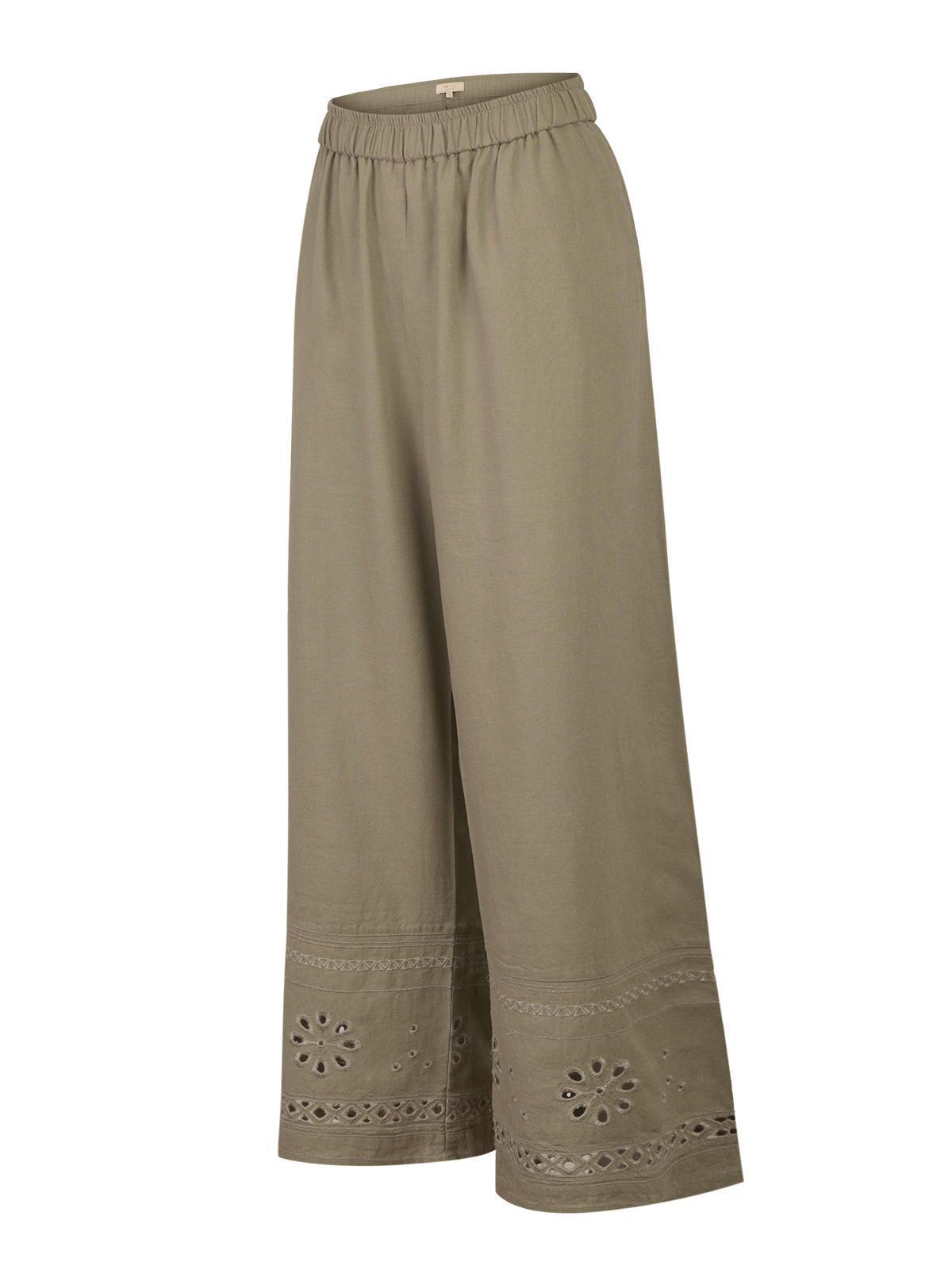 Pantalón Lino Orgánico Mujer Tropia Verde-0
