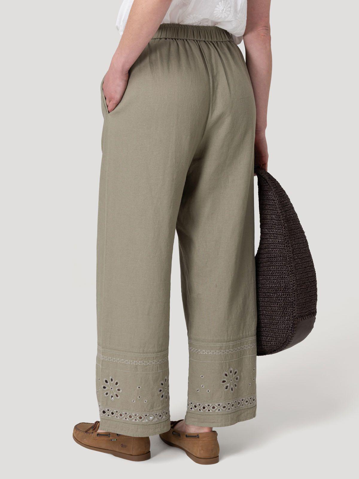 Pantalón Lino Orgánico Mujer Tropia Verde-5