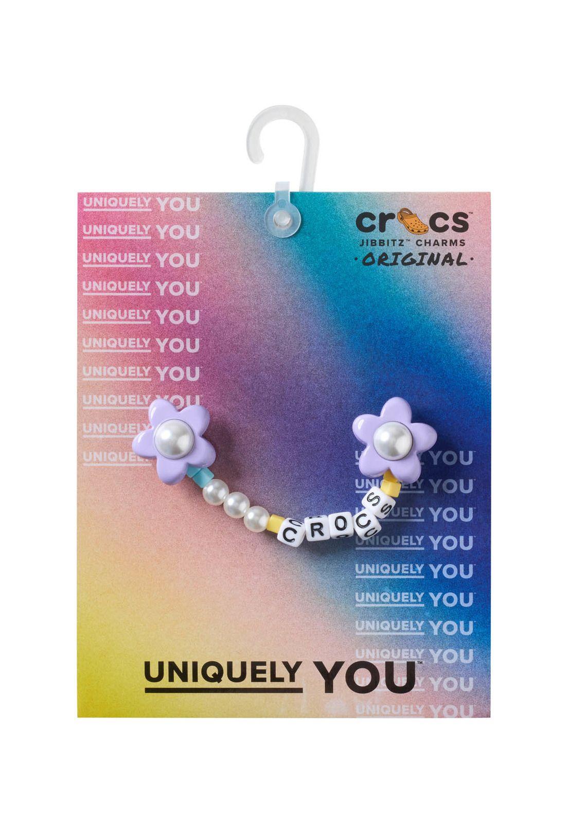 Jibbitz Cadena Floral Morado Meta Plateado-3