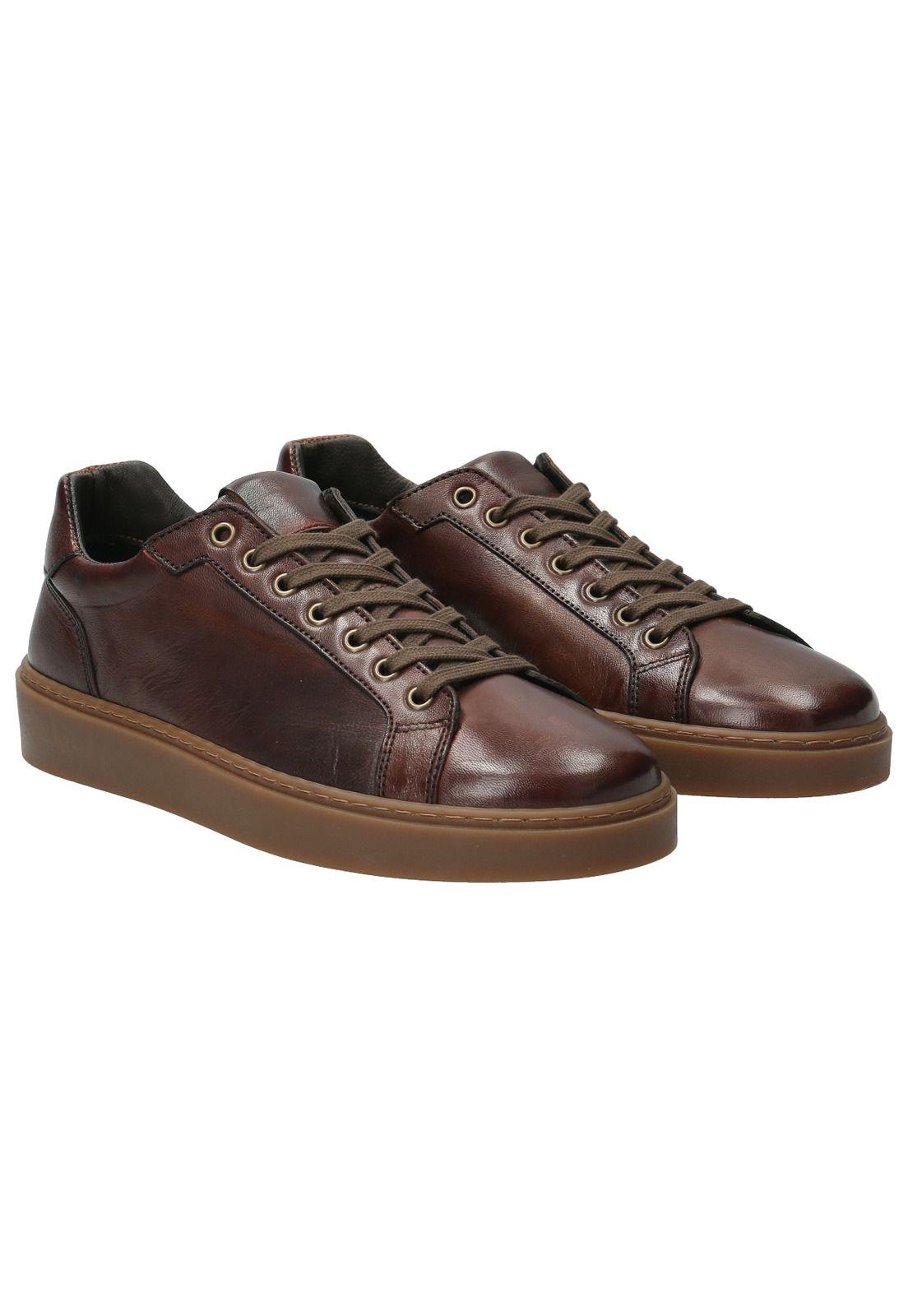 Zapatilla Cuero Hombre Forte Café-7