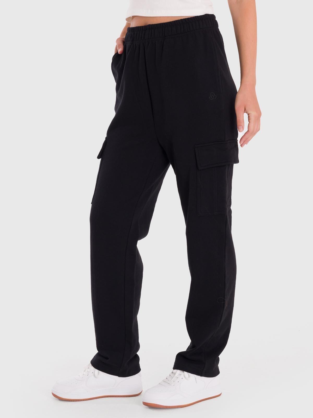 Pantalón Mujer Cargo Negro-1