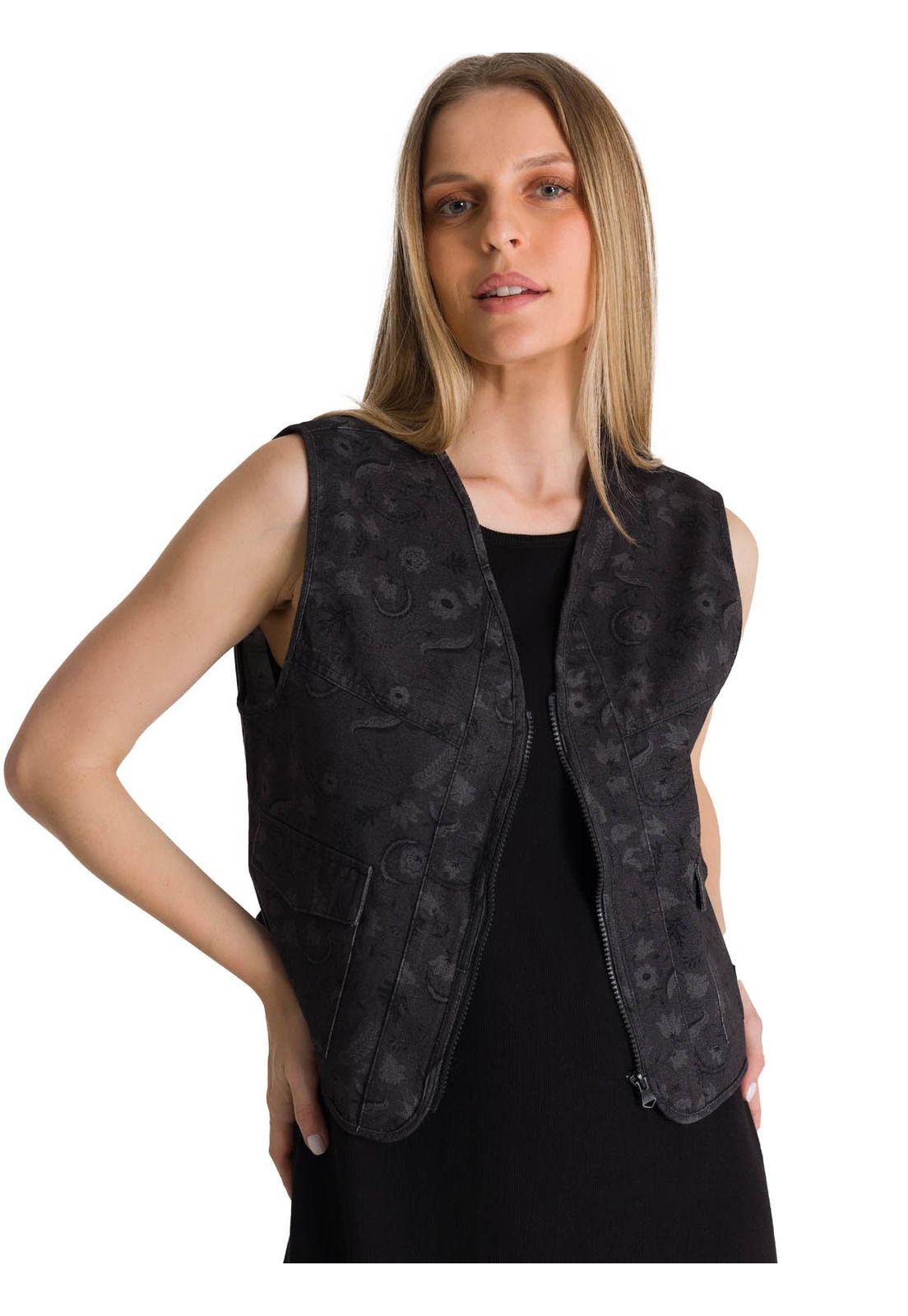 Chaqueta Sin Mangas Mujer Fasion Utility Vest Negro-0