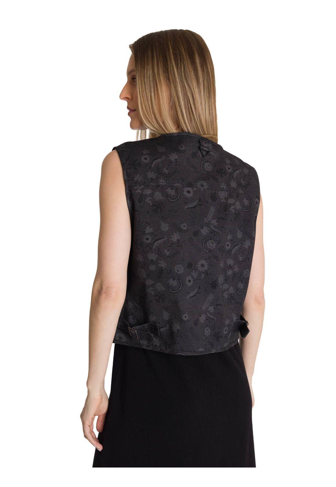 Chaqueta Sin Mangas Mujer Fasion Utility Vest Negro-3