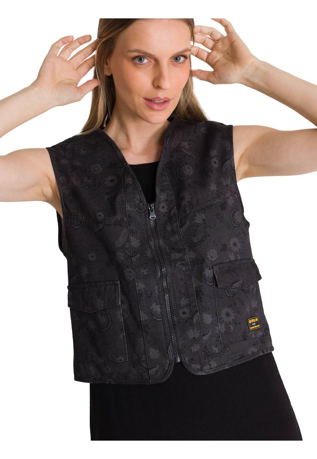 Chaqueta Sin Mangas Mujer Fasion Utility Vest Negro-4