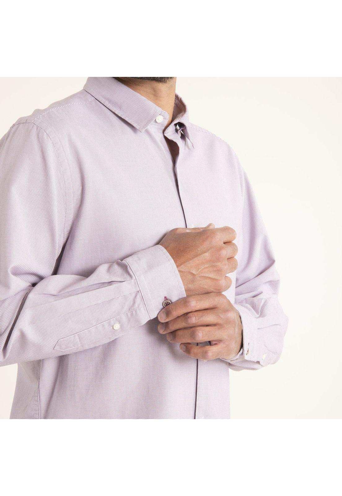 Camisa Hombre Algodón Org Mini Square  Morado-3