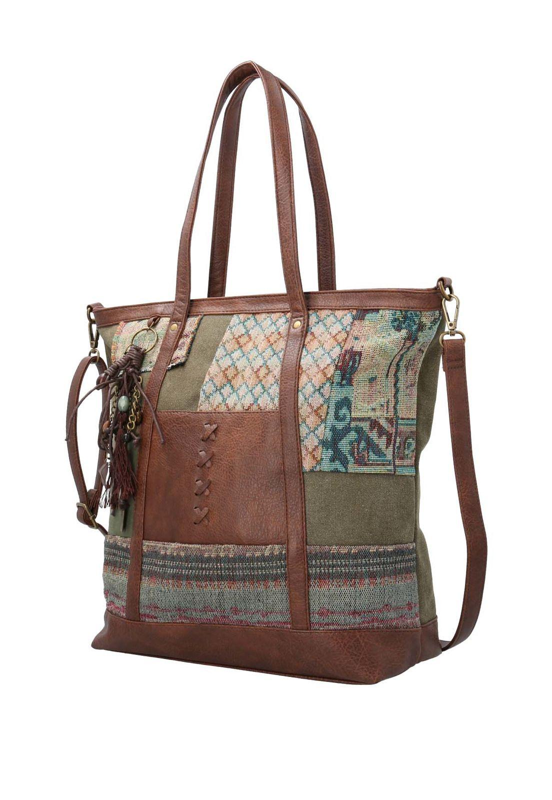 Cartera Textil Mujer Arana Tote Verde-1